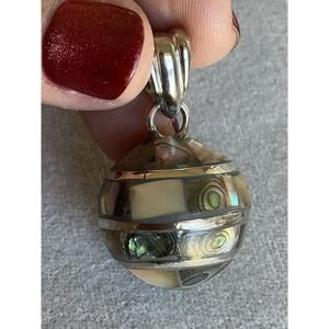 Vintage 925 Sterling Silver Abalone & MOP Harmony Chime Ball Pendant